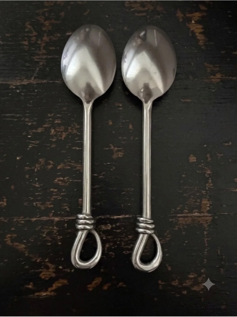Gibson CUOMO Stainless OVAL SOUP SPOONS Open Ring Tip 18/8  Flatware Set of 2